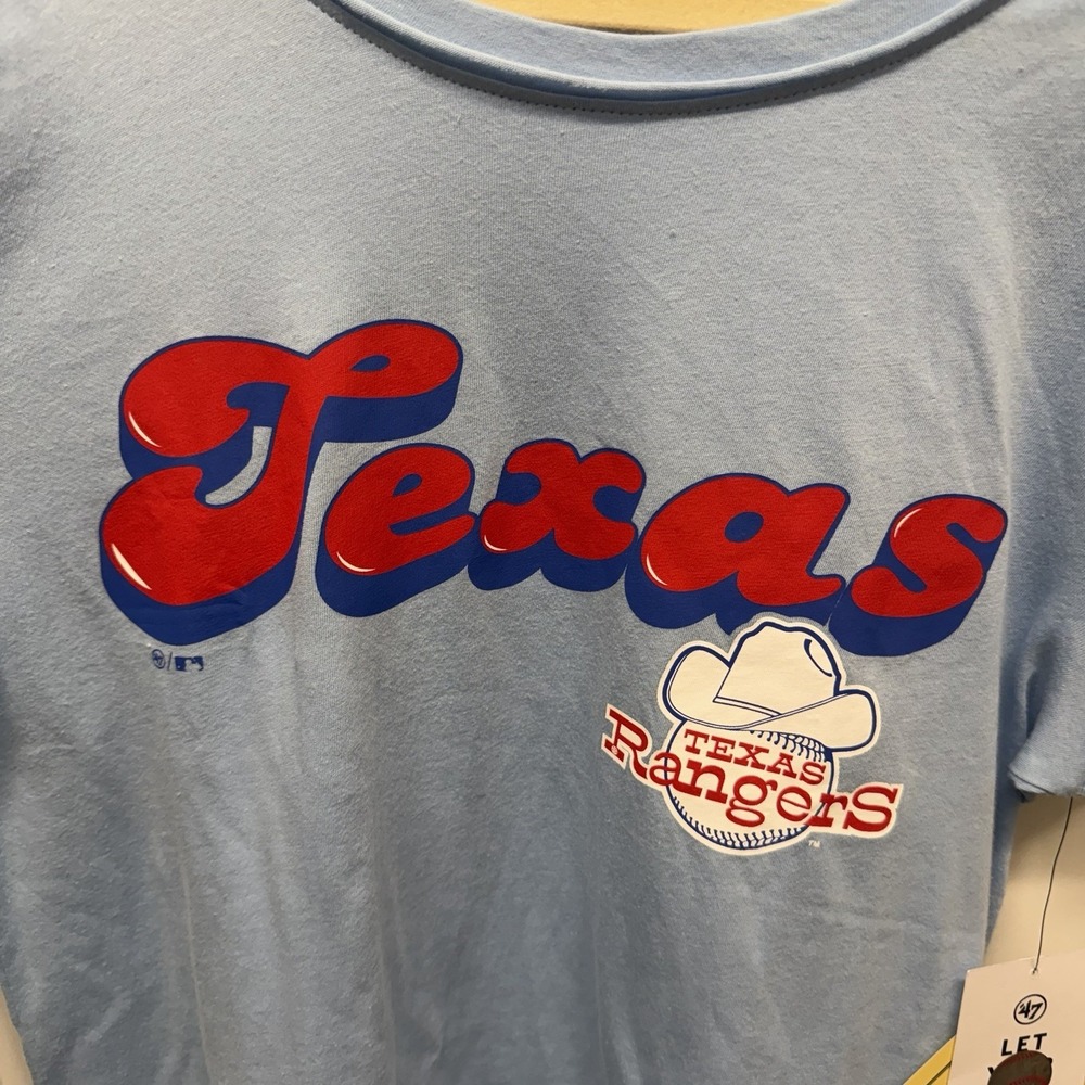 Women's‎ '47 Brand Cooperstown Texas Rangers T-Shirt SS Blue Size Small NWT